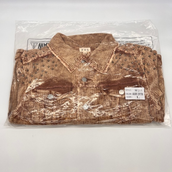 POL Rock & Roll Studded Corduroy Jacket Jupiter Gold - Picture 8 of 13